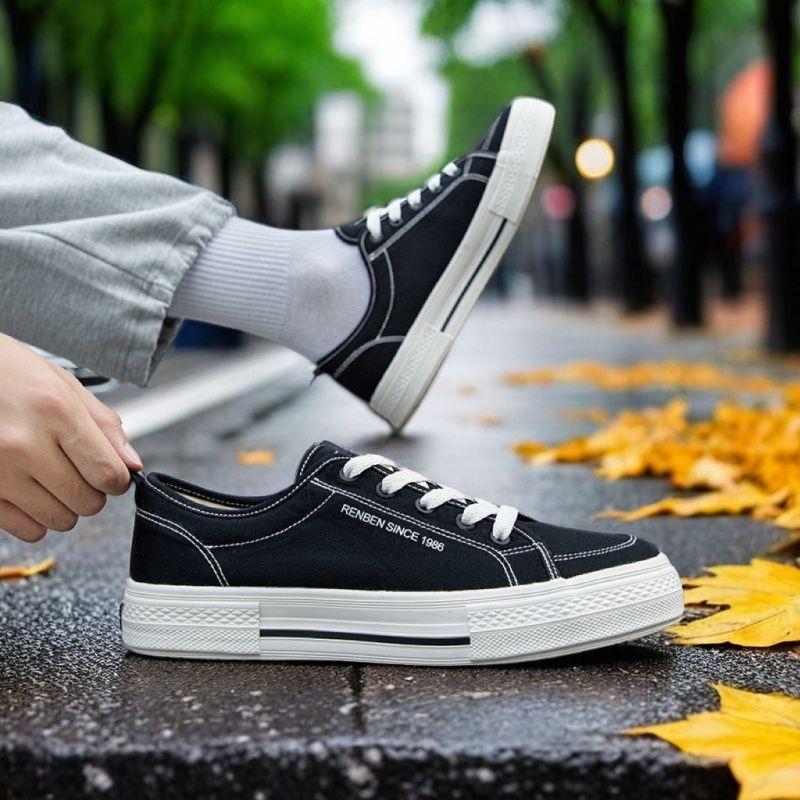 Low-top breathable canvas shoes men's lace-up board shoes leisure construction site labor insurance breathable canvas shoes