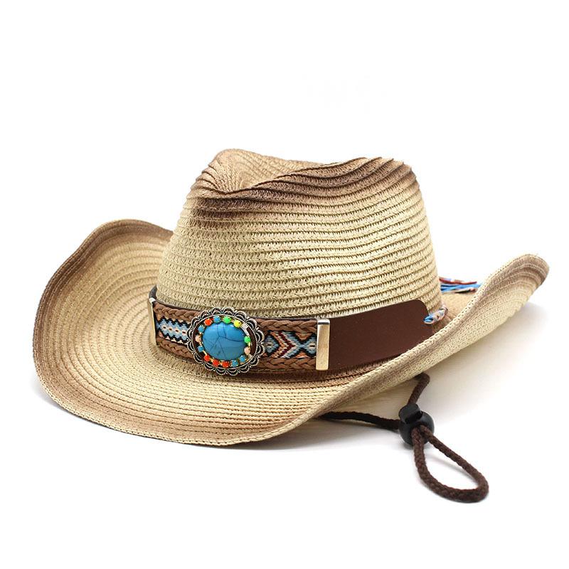 Männer und Frauen Sprühfarbe Denim Visor Sonnenhut Minderheitenstil Cowboy Strohhut Sommer Strandhut