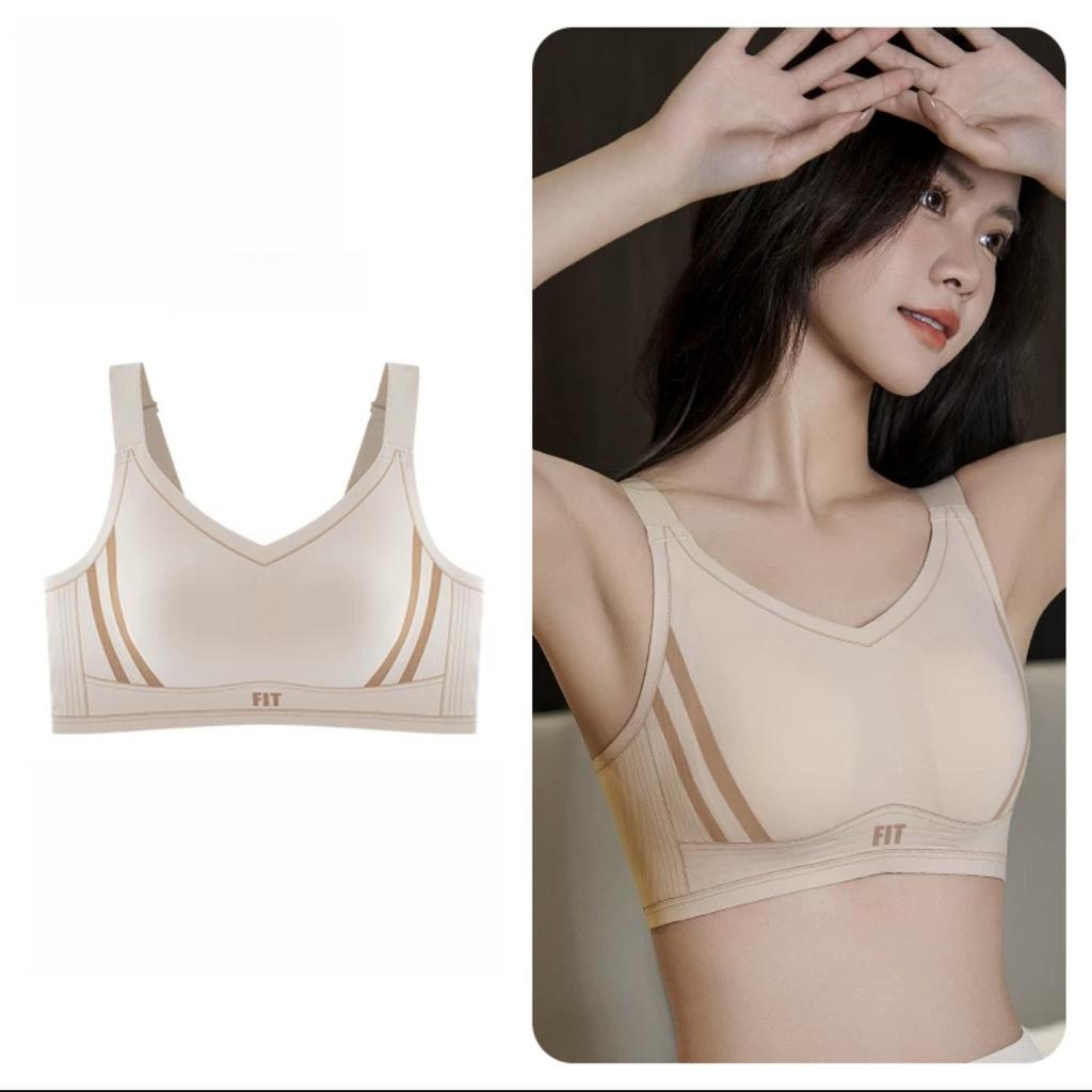Seamless Gathering Bra Women's Sports Bra with Lift Anti-sagging Full-cup Folding and Thin Lingerie Push Up Bra