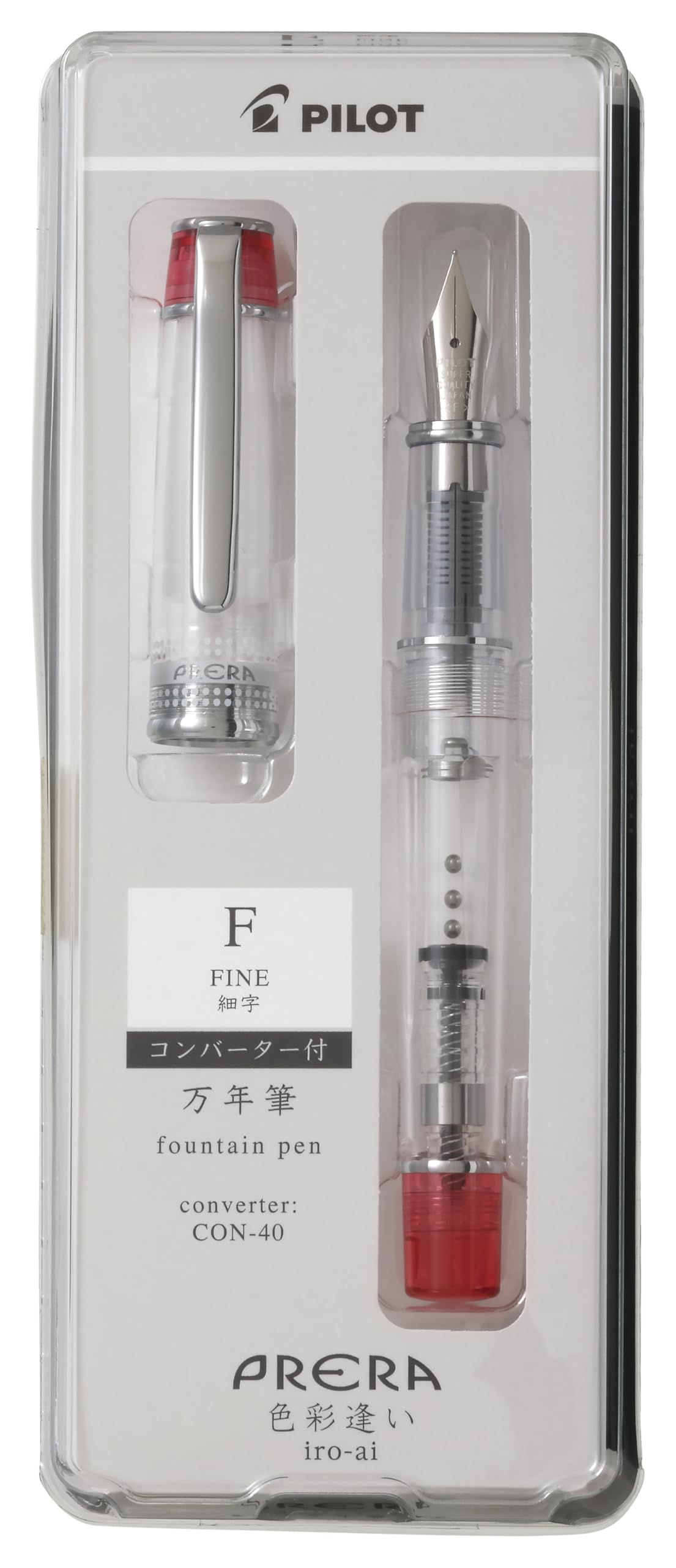 

PILOT Fountain Pen Prera Shikisaiai F Fine Nib Transparent Red PFPR1TRF