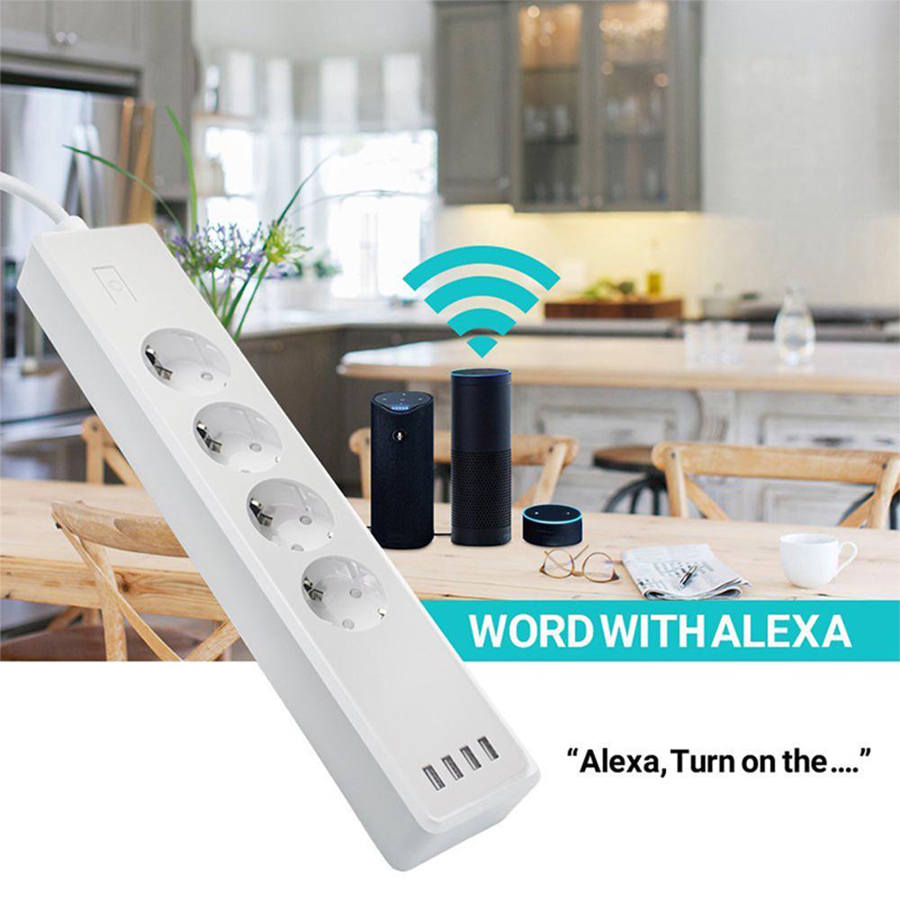 16A Smart WiFi Power Strip with 4 Surge Protection Outlets & 4 USB Ports Multi-port Smart Plugs