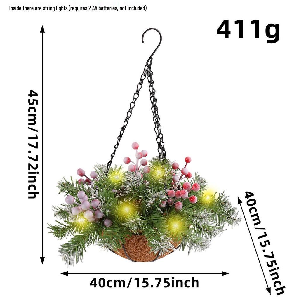 Cross-border Artificial Christmas Hanging Basket Wreath Holiday Decoration