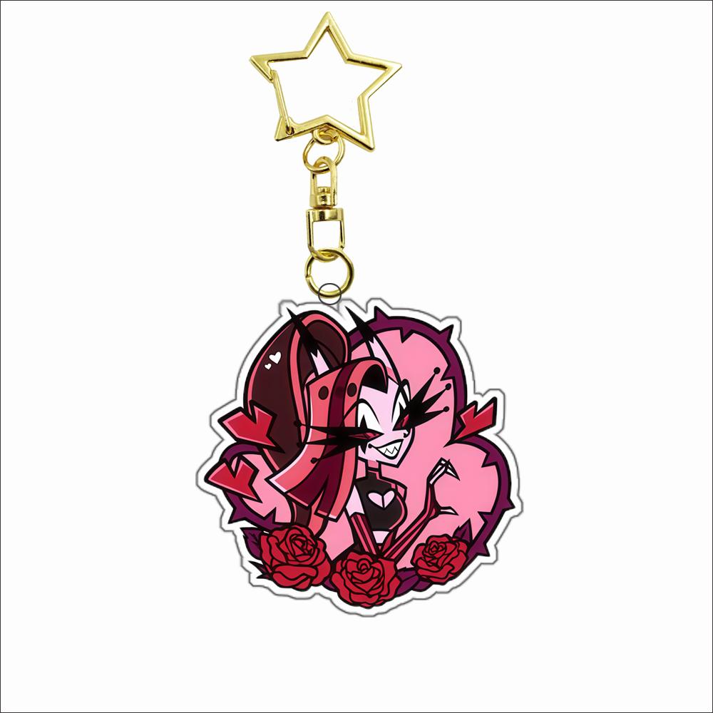 Acryl Schlüsselanhänger für Helluva Boss Verosika Mayday Satan Emberlynn Pinkle Ozzie Loona Glitz Glam Anime Acryl Schlüsselanhänger Anhänger