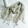 Long Tassel Sun Protection Wrap Solid Color Neck Scarf Casual Pure Linen Scarf  Spring Summer