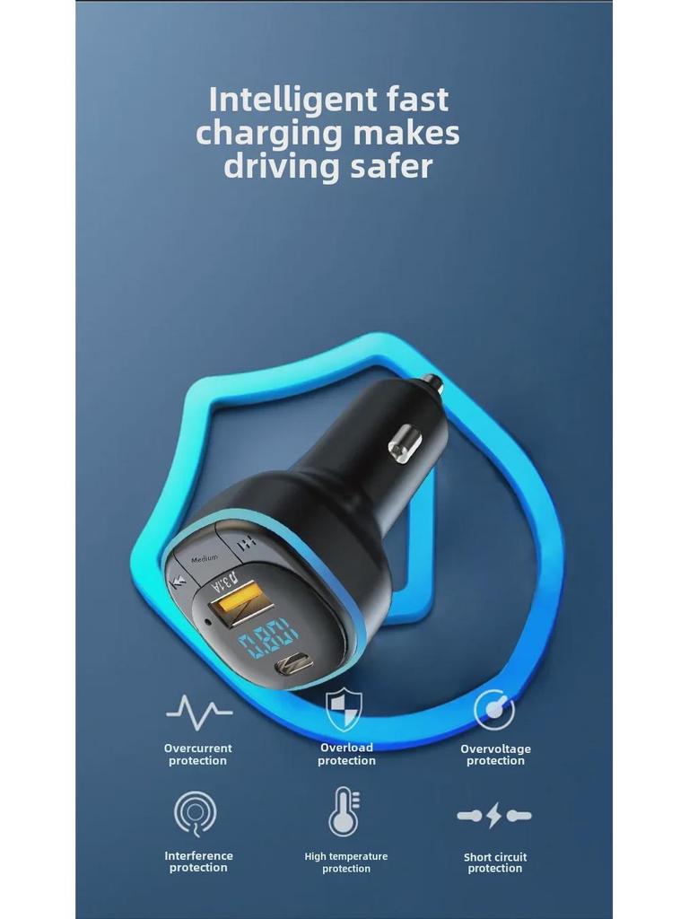 Transmițător FM Bluetooth C33 cu detectare a tensiunii și apeluri hands-free pentru mașină