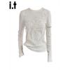 CHOCOOLATEit Women's 3D Floral Long-Sleeve T-Shirt