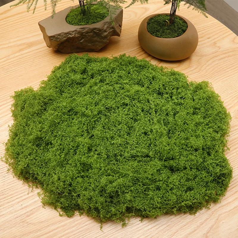 Artificial Green Plants Polyester Moss Breathable and Permeable Fluffy Moss Lawn Garden Decoration DIY mini Landscape Layout