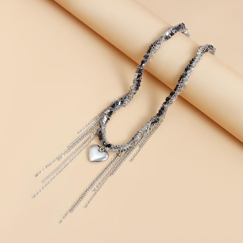 New Women Elegant Tassels Heart Pendant Necklace For Women Y2K Chain Choker Necklace Fashion Party Jewelry Accessories Gift