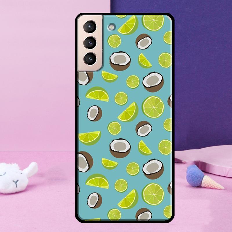 Summer Fruit Coconut Phone Case For Samsung Galaxy S25 S24 Ultra S9 S10 S20 S21 S22 Plus S23 FE S24 FE Cover