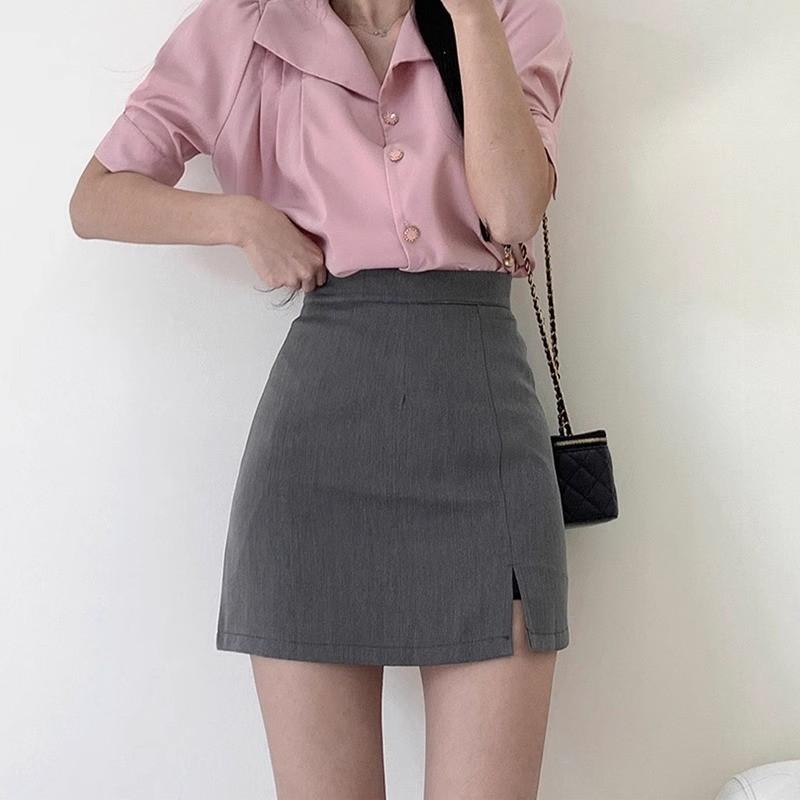 Jupe Classique Noire Mi-Corps Pour Femmes Avec Détail Fermeture Éclair Pour le Bureau et les Tenues Décontractées