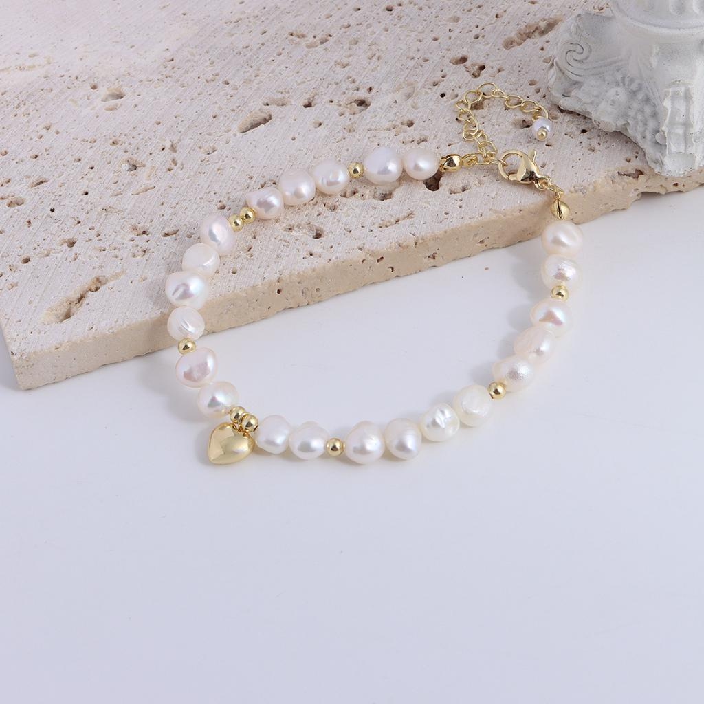 Natural Freshwater Pearl Bracelet Fu Character Smiley Face Shell Bow Pendant Bracelet Girlfriend Beaded Bracelet