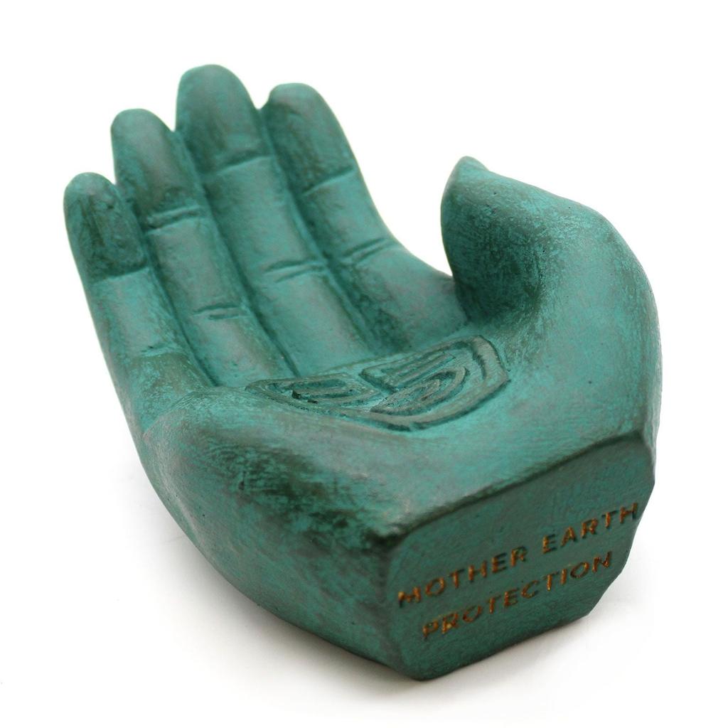 Incense Burner Stone Hand Earth Protect Green