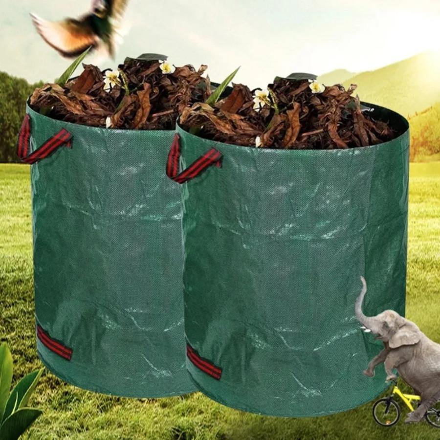 60L Reusable Garden Bag Large Capacity Leaf Sack Trash Can Foldable Garden Garbage Waste Container Storage Bag Waterproof