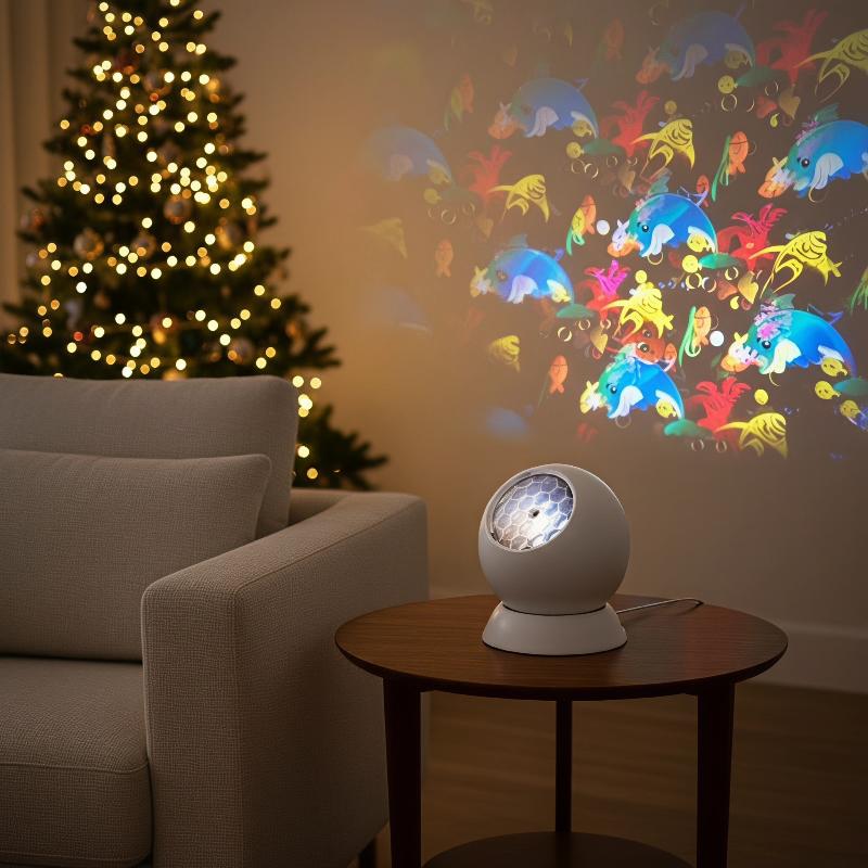 LED Ocean Projector Night Light 360° Rotating Dynamic Ambient Lamp Wide Coverage for Large Room Party Decor