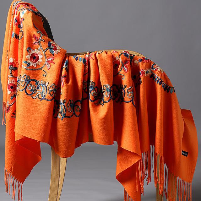 New Arrival Shawl Autumn Winter Scarf Embroider Flower Scarf Shawl Fringed Scarves Women Scarf Designer Bufanda Mujer