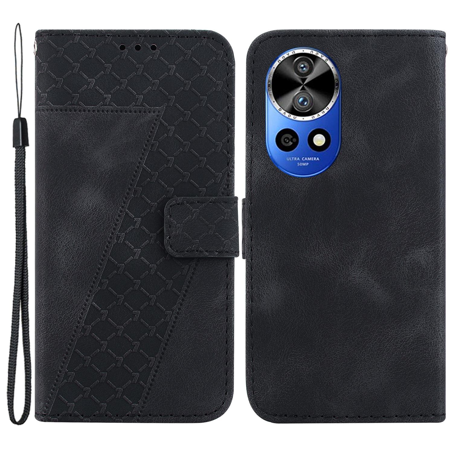 

For Huawei nova 12 Pro 5G/12 Ultra 5G Case 7-Shaped Pattern PU Leather Phone Cover Black
