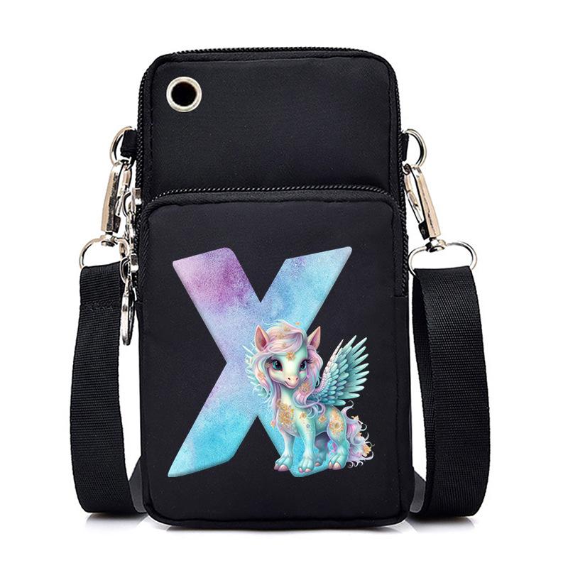 Sac de téléphone portable à imprimé lettre Licorne Léger à transporter Sac bandoulière multifonction