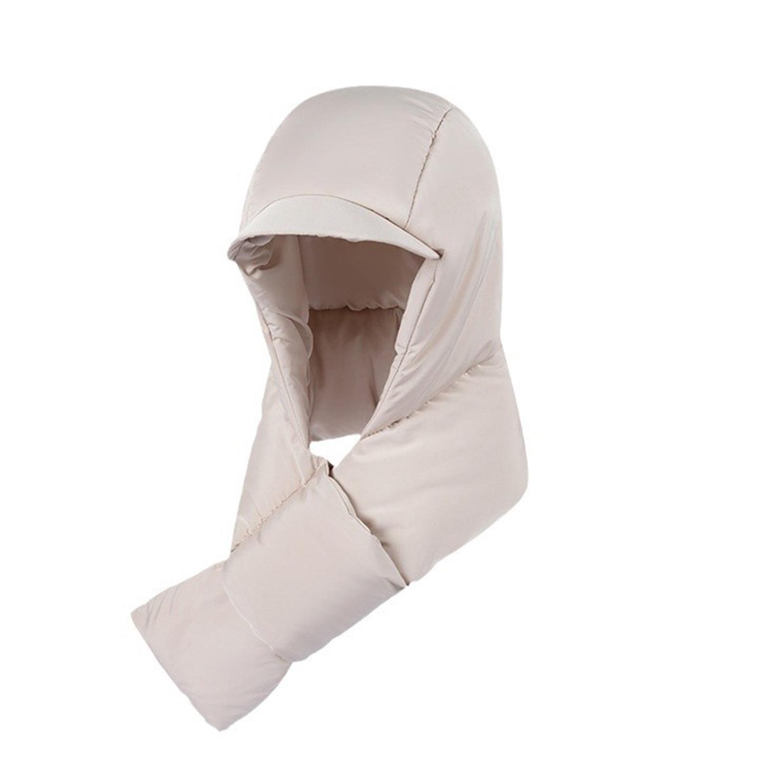 

Women s Warm Scarf One-piece Pullover Hat For Outdoor Skiing Travel, Cold Proof Thick Down Hat One Size бежевый