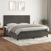 Maison Exclusive - Slatted Bed Base and Mattress Dark Grey 200x200cm Velvet