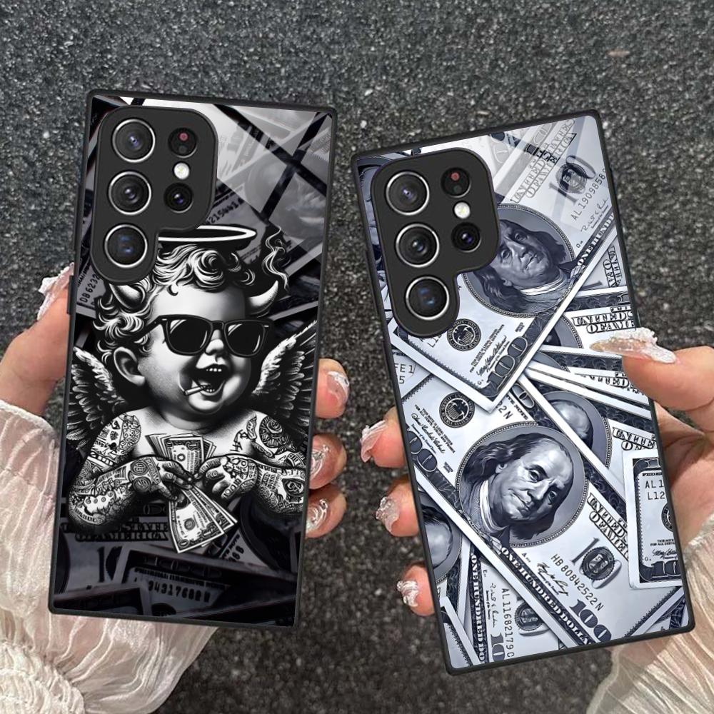 USD Dollar Glass Mobile Phone Case for Samsung Galaxy S26 S25 S24 S23 S22 S21 S20 Note20 Plus FE Ultra Colorful Cover