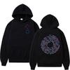 Color-ring Men Hoodie Chest Tiny Circle Slogan Print, Gradient Round Word Back Art Graphic, Cozy Fleece Pullover Sweatshirt for Weekend Casual Wear