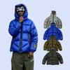 Loose Solid Color Hooded Zip Up Puffer Jacket Streetwear Badge Decor Winter Warm Cotton Coat