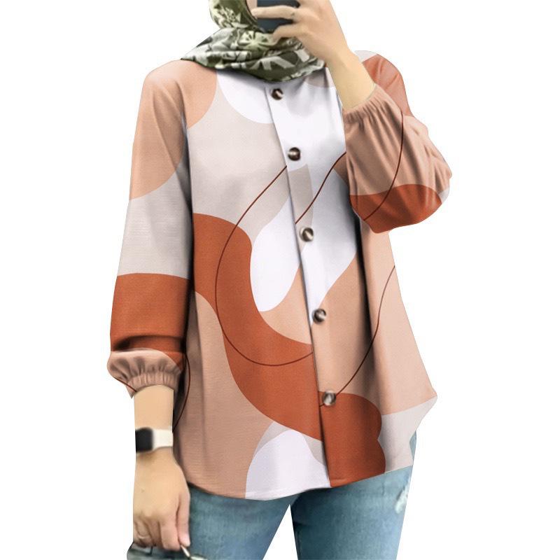 Women's Muslim Floral Puff Sleeve Shirt - New Fashion Arrival in Malaysia