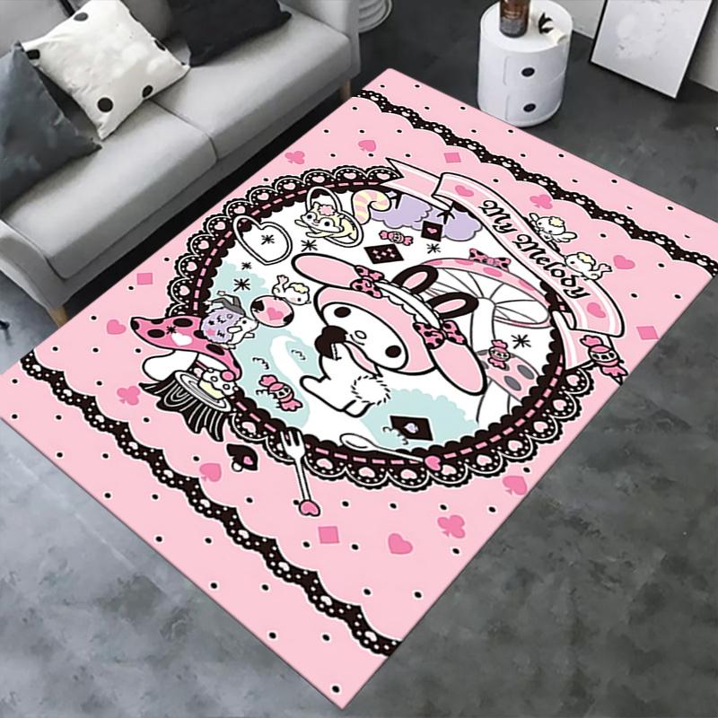Office Rug My Melody, Cute Anti-Slip Rug, Machine Washable for Living Room, Bedroom, Office, Multiple Sizes, Bedroom Mat, Decorative Mat, Durable Mat,