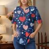 Short Sleeve Womens Tops Summer T-Shirts Print V Neck Casual Basic Tee Button Shirts Tunic Tops Independence Day