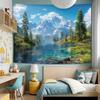 2D Party Backdrop Nature Landscape Tapestry, Serene Mountain Lake and Forest Scene