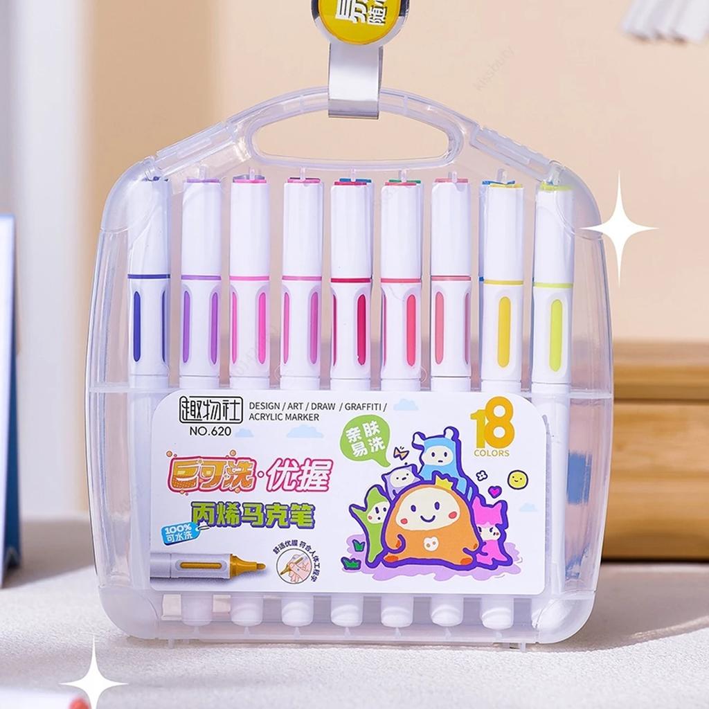 36/12 Colors Washable Acrylic Marker Pens Markers Medium Tip Coloring Markers Set Art Supplies for kids Fabric Rocks,Drawing