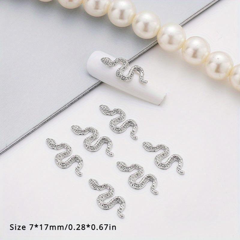 

10 шт., подвески для ногтей в виде змеи из сплава, аксессуары для дизайна ногтей в виде змеи, принадлежности для дизайна ногтей для женщин и девочек, украшения для ногтей