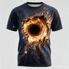 T-shirt da uomo a maniche corte con stampa integrale buco nero spazio crepato 3D, fresca, cosmica, casual