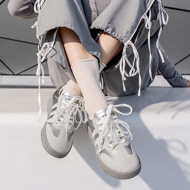 Aokang Women s Pearl Bow Casual Sneakers 37