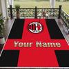 Custom Name AC Milan Crystal Velvet Floor Rug Personalized Text Soft Carpet Home Decor