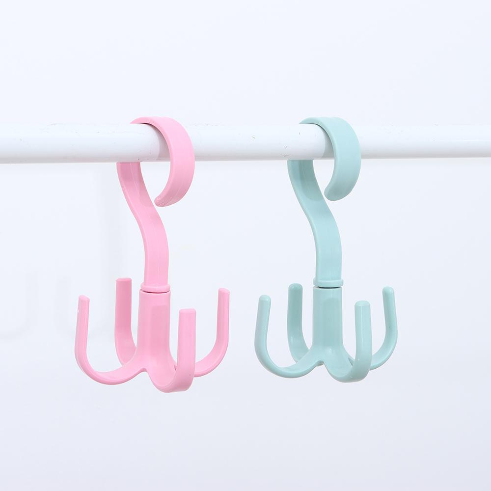 Shelf Storage Storage Hook Tie Holder Rotating Four-claw Hook Plastic Hanger Multifunction 4 Hook