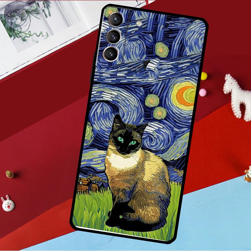 

Чехол для телефона Samsung Galaxy S26 S25 S24 S21 S22 S23 Ultra S10 Plus S20 FE S25 FE Кот Ван Гог Звездная ночь Galaxy S22Ultra