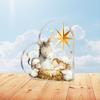 One Piece of Heart-Shaped Acrylic Decorative Sign And Plaque Featuring a Nativity Scene with a Humorous Donkey And Lamb Design, Making It an Ideal  