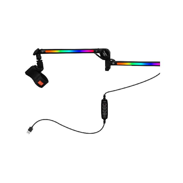 Desktop Arm Holder for Microphone Stand Computer Mic Stand with RGB Lighting Cantilever Bracket for Live Singing Condenser Mic