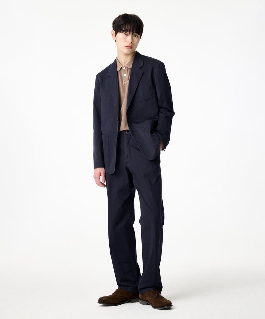 Man On The Boon Washed Cotton Chino Single Jacket _Navy 4715102004