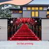 2D Glitter Red Carpet Stair Wall Tapestry, Celebrity Event Spotlight Backdrop for Parties