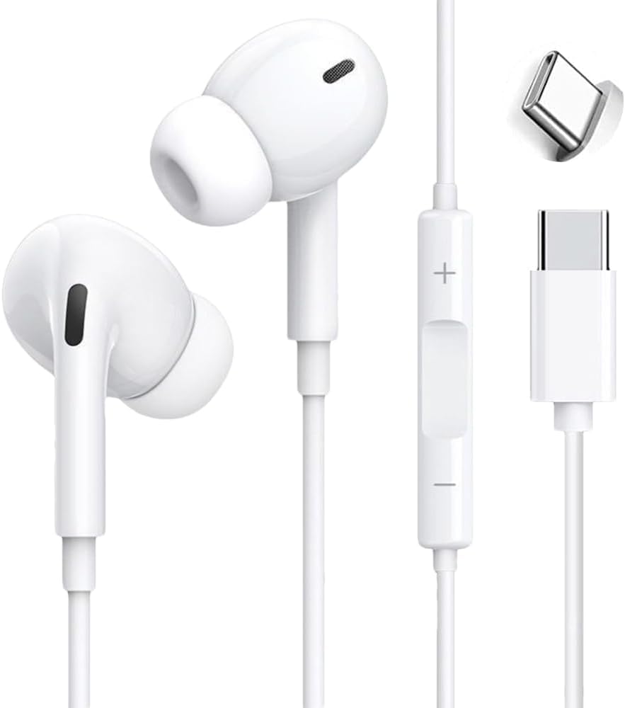 

Новое издание iPhone Type C Проводные Прозрачные Наушники Удобные Apple USB Без Задержек Тип Глубокий Пульт Маленькие и Совместимые с [2025 15/16 Совместимые] белый