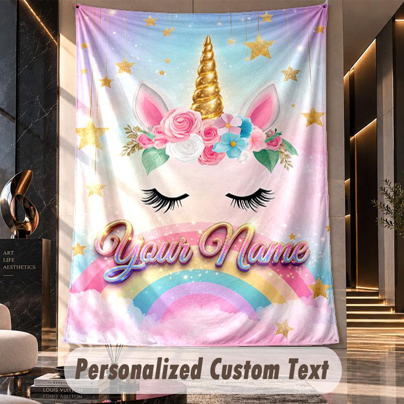 Unicorn (315) Theme Custom Tapestry Personalized Custom Name Text Wall Hanging Tapestry Home Decor Background Cloth