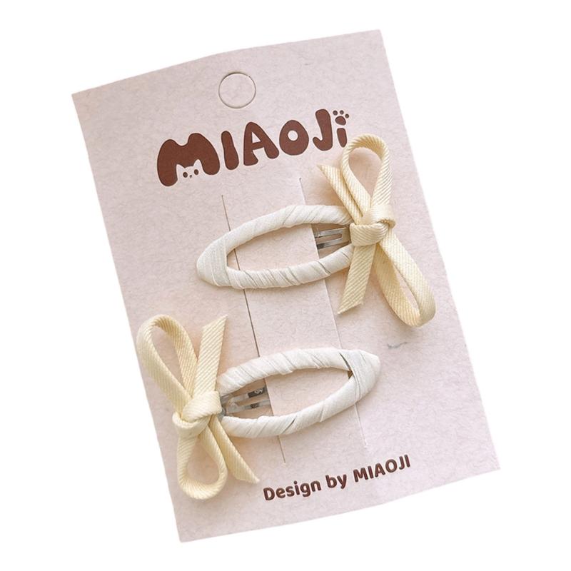 Soft Fabric Bowknot Hair Clamps Females Bright Barrettes Gentle Not Slip Hair Accessories жёлтый