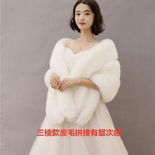 Winter fox fur imitation fur shawl women's medium and long slim wedding dress cape imitation fur cape outside