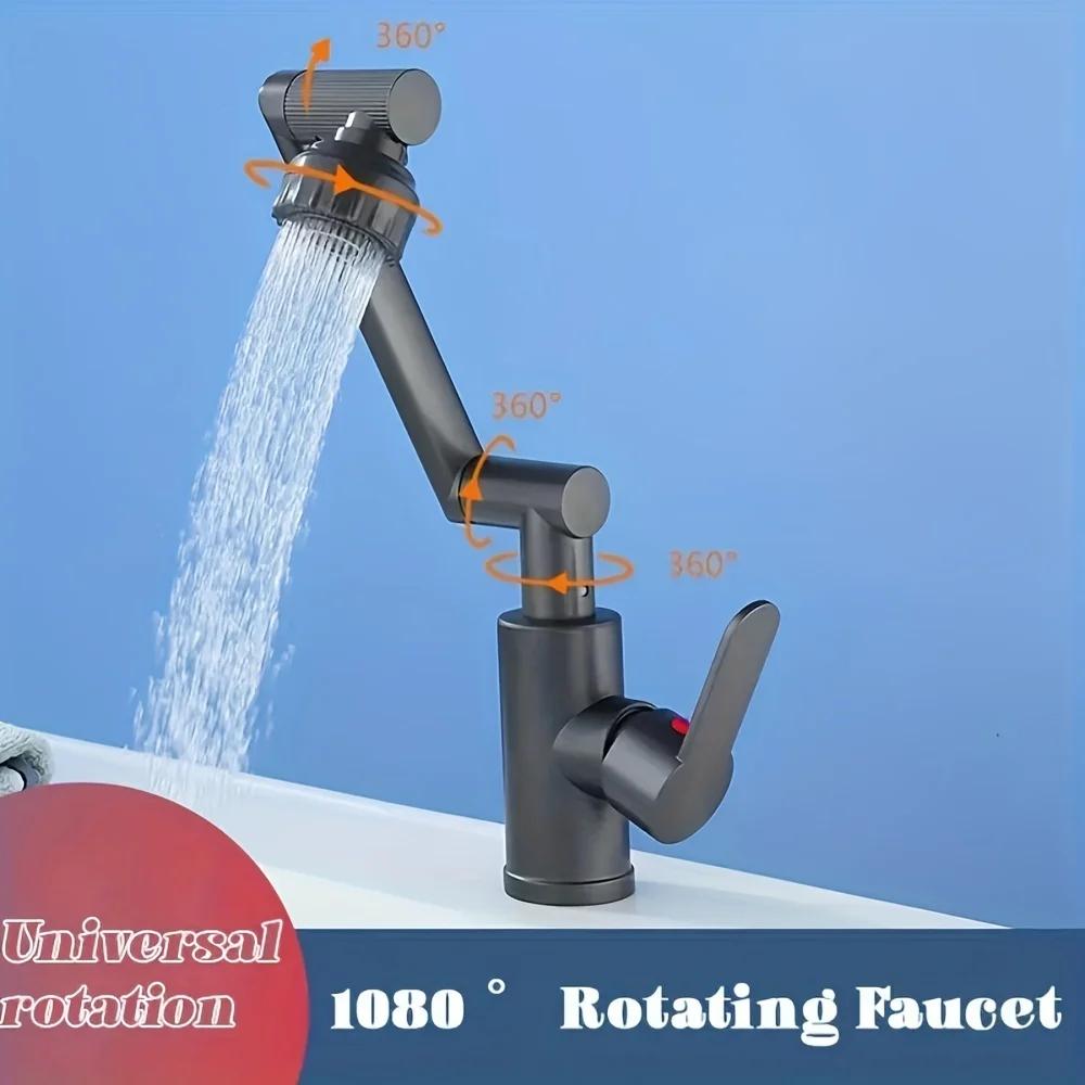 Universal rotating durable bathroom kitchen faucet universal hot and cold household faucet 60cm easy to install design