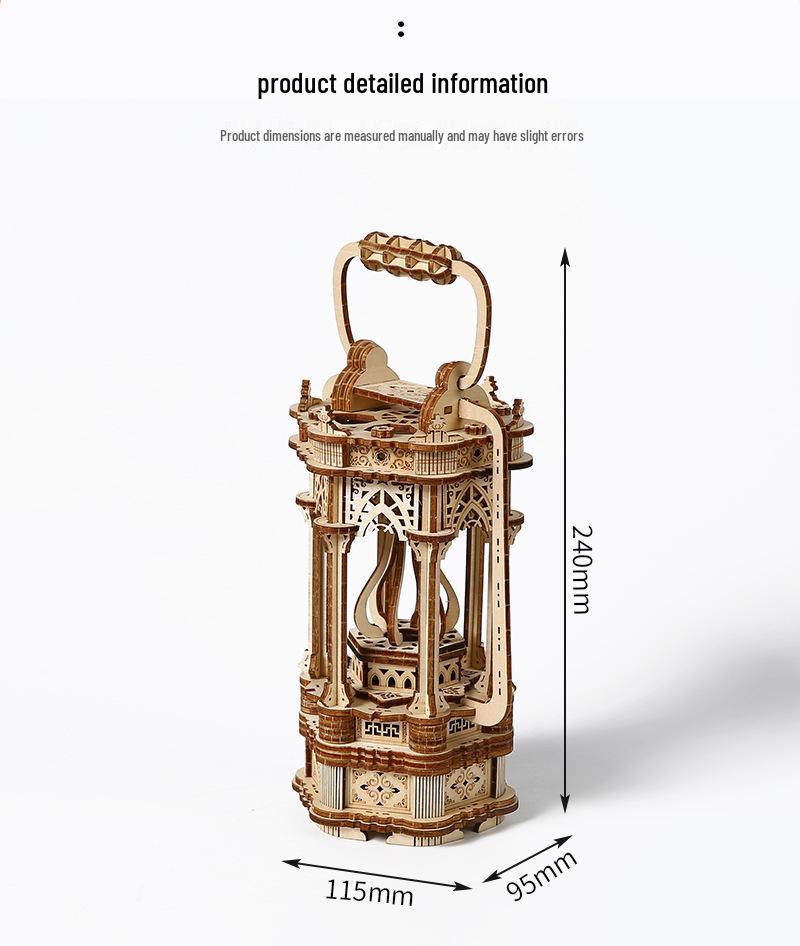 Handcrafted Wooden Lantern Puzzle Toy - 3D Educational Ornament for Kids