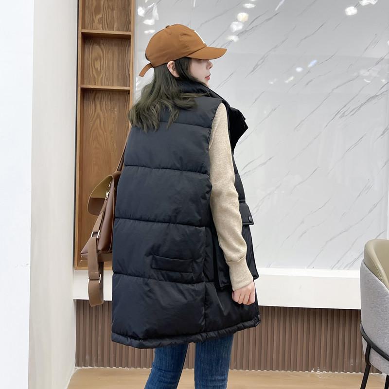 Daunenbaumwollweste Damen Mittel und Lang Herbst und Winter Neu Koreanische Version Lockere Weste und Westenjacke