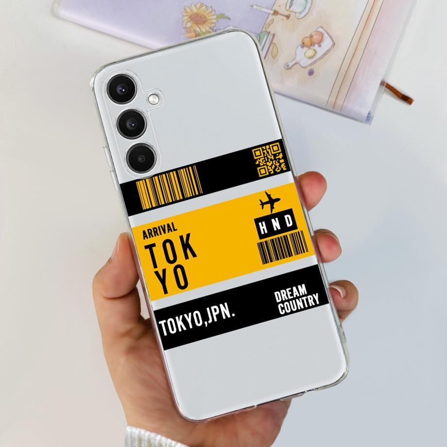 For Galaxy A24 Phone Case Transparent Ultra Soft Slim Silicone Back Bumper Shell For samsung A24 4g SM-245F Dinosaur Caut Cat