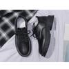 Men Korea Leather Platform Oxfords Slip On Thick Tottom Male Derby Shoes Casual Loafers Mens Square Toe Formal Dress Shoes
